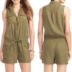 Lauren Ralph Lauren Women's Olive Green Short Jumper Size 4P Linen Blend Minimal
